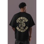 Sevbano Sons Of Anarchy California Sırt Baskılı Unisex Oversize Dizi Tişört - Siyah - M