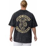 Sevbano Sons Of Anarchy Rock Metal Müzik Grubu Sırt Baskılı Unisex Oversize Vintage Yıkamalı Tişört - Siyah - 4XL