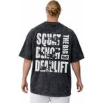 Sevbano Squat Bench Deadlift Bodybuilding Fitness Powerlifter Sırt Baskılı Unisex Oversize Yıkamalı Tişört - Siyah