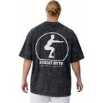 Sevbano Squat Ryte Bodybuilding Fitness Sporcu Sırt Baskılı Unisex Oversize Vintage Yıkamalı Tişört - Siyah - 2XL