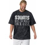 Sevbano Squat Yazılı Fitness Sporcu Bodybuilding Baskılı Unisex Oversize Vintage Yıkamalı Tişört - Siyah - XS