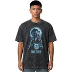 Sevbano Sub Zero Mortal Kombat Ön Baskılı Unisex Oversize Vintage Yıkamalı Tişört - Siyah - XS