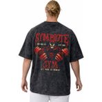 Sevbano Symbiote Gym Fitness Bodybuilding Baskılı Unisex Oversize Vintage Yıkamalı Tişört - Siyah - 3XL