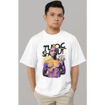 Sevbano Tasarım 2pac Rapper Şarkıcı Tupac Baskılı Unisex Oversize Tişört - Beyaz - 3XL