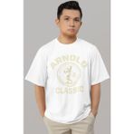 Sevbano Tasarım Arnold Classic Bodybuilding Fitness Sporcu Baskılı Unisex Oversize Tişört - Beyaz - XL
