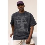 Sevbano Tasarım Calisthenics Bodybuilding Fitness Sporcu Baskılı Unisex Oversize Vintage Yıkamalı Tişört - Siyah - XS