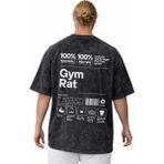 Sevbano Tasarım Fitness Bodybuilding Sporcu Sırt Baskılı Unisex Oversize Vintage Yıkamalı Tişört - Siyah - 4XL