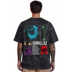 Sevbano Tasarım Gorillaz Rock Metal Müzik Grubu Sırt Baskılı Unisex Oversize Vintage Yıkamalı Tişört - Siyah - XS