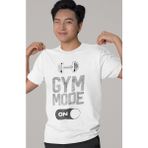 Sevbano Tasarım Gym Mode On Bodybuilding Fitness Gym Sporcu Baskılı Unisex Oversize Tişört - Beyaz - 3XL