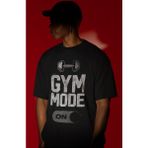 Sevbano Tasarım Gym Mode On Bodybuilding Fitness Gym Sporcu Baskılı Unisex Oversize Tişört - Siyah