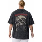 Sevbano Tasarım Ironmaiden Rock Metal Müzik Grubu Sırt Baskılı Unisex Oversize Vintage Yıkamalı Tişört - Siyah - 2XL