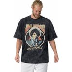Sevbano Tasarım Jimi Hendrix Efsane Şarkıcı Baskılı Unisex Oversize Vintage Yıkamalı Tişört - Siyah - 4XL