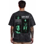 Sevbano Tasarım Kanye West Rapper Şarkıcı Sırt Baskılı Unisex Oversize Vintage Yıkamalı Tişört - Siyah