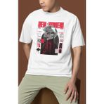 Sevbano Tasarım Ken Kaneki Tokyo Ghoul Baskılı Unisex Oversize Anime Dizi Karakter Tişört - Beyaz - XS