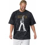 Sevbano Tasarım LED Zeppelin Rock Metal Müzik Grubu Baskılı Unisex Oversize Vintage Yıkamalı Tişört - Siyah - 4XL