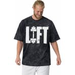 Sevbano Tasarım Lift Bodybuilding Fitness Gym Sporcu Baskılı Unisex Oversize Vintage Yıkamalı Tişört - Siyah - 3XL