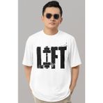 Sevbano Tasarım Lift Fitness Bodybuilding Sporcu Gym Baskılı Unisex Oversize Tişört - Beyaz - 4XL