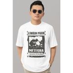 Sevbano Tasarım Linkin Park Meteora Rock Metal Müzik Grubu Baskılı Unisex Oversize Tişört - Beyaz - 3XL
