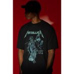 Sevbano Tasarım Metallica Rock Metal Müzik Grubu Baskılı Unisex Oversize Tişört - Siyah - XL