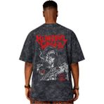 Sevbano Tasarım Municipal Waste Rock Metal Müzik Grubu Sırt Baskılı Unisex Oversize Vintage Yıkamalı Tişört - Siyah - 4XL