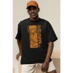 Sevbano Tasarım Naruto Uzumaki Baskılı Unisex Oversize Naruto Anime Dizi Karakter Tişört - Siyah - 4XL
