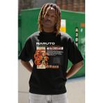 Sevbano Tasarım Naruto Uzumaki Kurama Baskılı Unisex Oversize Anime Dizi Karakter Tişört - Siyah - 4XL