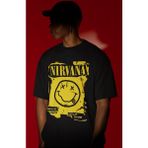 Sevbano Tasarım Nirvana Rock Metal Müzik Grubu Baskılı Unisex Oversize Tişört - Siyah - XS