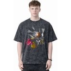 Sevbano Tasarım One Punch Man Anime Baskılı Unisex Oversize Eskitme Yıkamalı Tişört - Siyah - 3XL