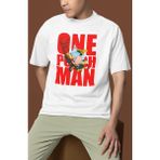 Sevbano Tasarım One Punch Man Baskılı Unisex Oversize Anime Dizi Karakter Tişört - Beyaz - XL