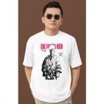 Sevbano Tasarım One Punch Man Baskılı Unisex Oversize Anime Dizi Karakter Tişört - Beyaz