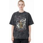 Sevbano Tasarım One Punch Man Saitama Anime Baskılı Unisex Oversize Eskitme Yıkamalı Tişört - Siyah - XS