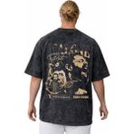 Sevbano Tasarım Post Malone Rapper Şarkıcı Sırt Baskılı Unisex Oversize Vintage Yıkamalı Tişört - Siyah - 3XL