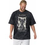 Sevbano Tasarım Sleep Token Rock Metal Müzik Grubu Baskılı Unisex Oversize Vintage Yıkamalı Tişört - Siyah - 3XL