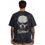 Sevbano Tasarım Slipknot Rock Metal Müzik Grubu Sırt Baskılı Unisex Oversize Vintage Yıkamalı Tişört - Siyah - 2XL