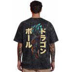 Sevbano Tasarım Son Goku Dragon Ball Anime Sırt Baskılı Unisex Oversize Vintage Yıkamalı Tişört - Siyah - 3XL