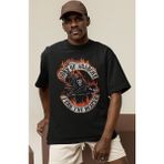 Sevbano Tasarım Sons Of Anarchy Rock Metal Müzik Grubu Baskılı Unisex Oversize Tişört - Siyah