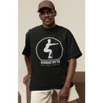 Sevbano Tasarım Squat Ryte Fitness Bodybuilding Sporcu Gym Baskılı Unisex Oversize Tişört - Siyah - 2XL