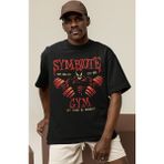 Sevbano Tasarım Symbiote Gym Fitness Bodybuilding Sporcu Gym Baskılı Unisex Oversize Tişört - Siyah - 2XL