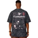 Sevbano Tasarım The Weeknd Rapper Şarkıcı Sırt Baskılı Unisex Oversize Vintage Yıkamalı Tişört - Siyah - 4XL