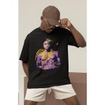 Sevbano Tasarım Tupac Rapper 2pac Şarkıcı Baskılı Unisex Oversize Tişört - Siyah - 3XL
