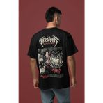 Sevbano Tasarım Vintage Berserk Guts Sırt Baskılı Unisex Oversize Anime Karakter Tişört - Siyah - 3XL