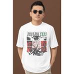 Sevbano Tasarım Vintage Roronoa Zoro Baskılı Unisex Oversize One Piece Anime Dizi Karakter Tişört - Beyaz - XS