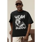 Sevbano Tasarım Yeah Buddy Ronnie Coleman Fitness Bodybuilding Sporcu Baskılı Unisex Oversize Tişört - Siyah - 4XL
