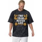 Sevbano The Iron Never Lies Bodybuilding Fitness Gym Sporcu Baskılı Unisex Oversize Vintage Yıkamalı Tişört - Siyah