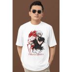 Sevbano Tokyo Ghoul Wiki Baskılı Unisex Oversize Anime Dizi Karakter Tişört - Beyaz - 2XL