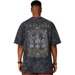 Sevbano Trivium Rock Metal Müzik Grubu Sırt Baskılı Unisex Oversize Vintage Yıkamalı Tişört - Siyah - XL