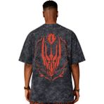Sevbano Yüzüklerin Efendisi Efsane Film Sırt Baskılı Unisex Oversize Eskitme Yıkamalı Tişört - Siyah - 4XL