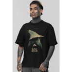 Sevbano Yüzüklerin Efendisi Gandalf Film Baskılı Unisex Oversize Tişört - Siyah - XL