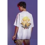 Sevbano Zenitsu Agatsuma Sırt Baskılı Unisex Oversize Anime Tişört - Beyaz - 3XL