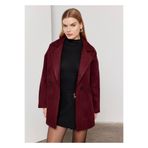 SevdeUgur Kadın Bordo Mürdüm Oversize Astarlı Kaşe Kaban / Sevde Ugur